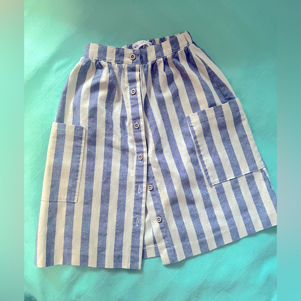 Zara  striped midi Skirt with side pockets